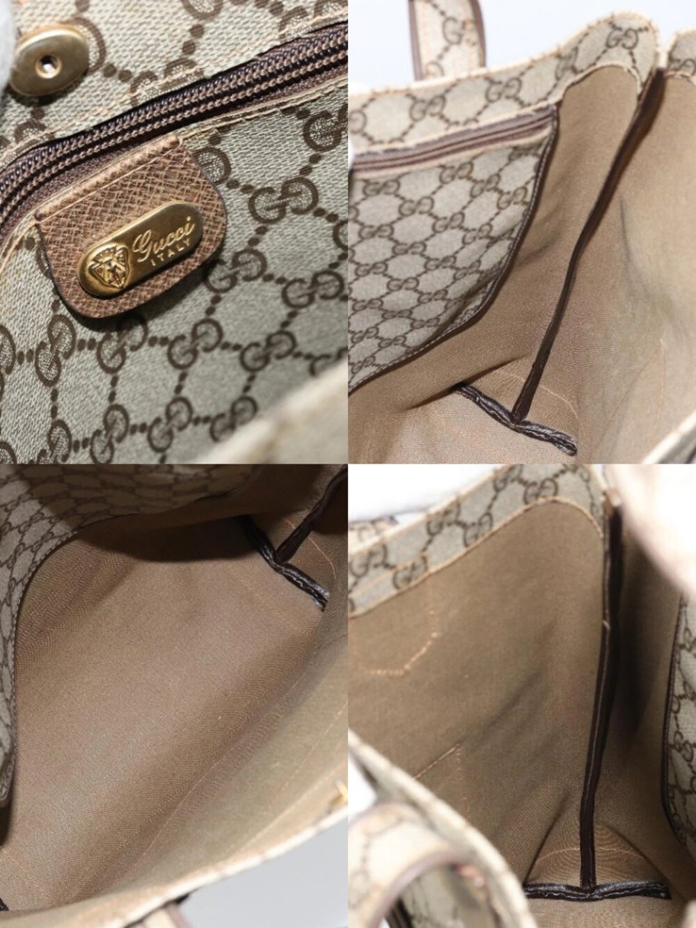 GUCCI GG Supreme Tote Bag PVC Beige Gold Auth gh1804 - Picture 14 of 15